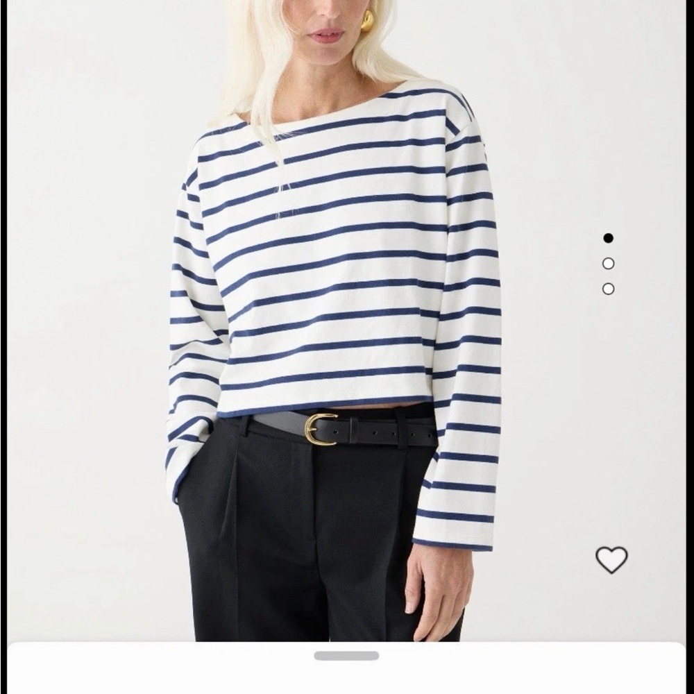 J. Crew Navy and White Striped Cropped Mariner Tee